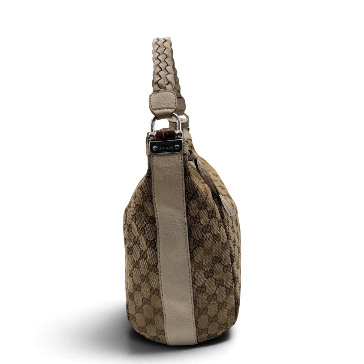 Gucci Schultertasche Marrakech Hobo monogram beige – Seitenansicht