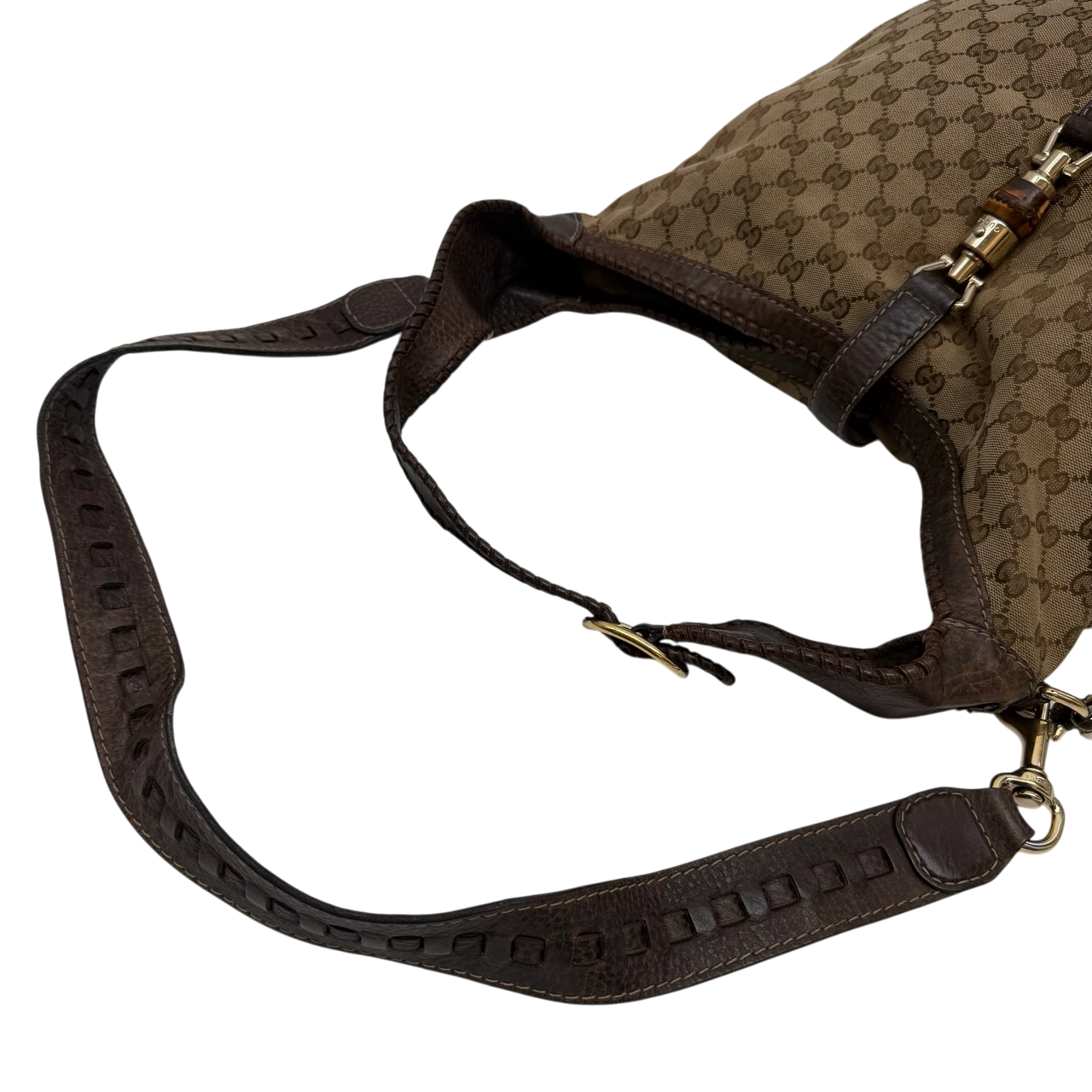 Gucci Schultertasche New Jackie Tassel Bamboo monogram beige