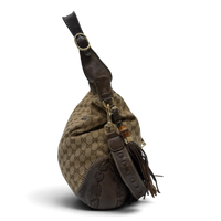 Gucci Schultertasche New Jackie Tassel Bamboo monogram beige