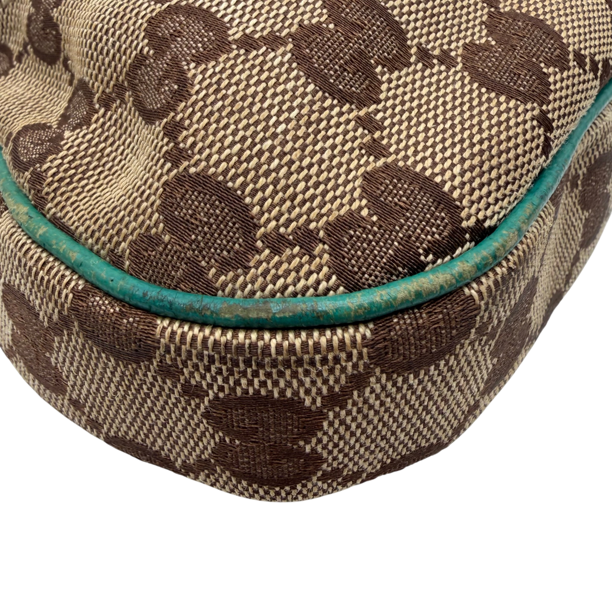 Gucci Schultertasche New Jackie monogram beige – Gebrauchsspuren: abgeriebene Paspel