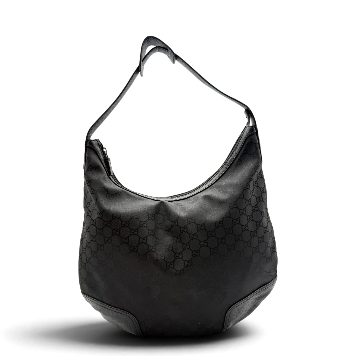 Gucci Schultertasche Princy Hobo large aus Nylon monogram schwarz – Gesamtansicht