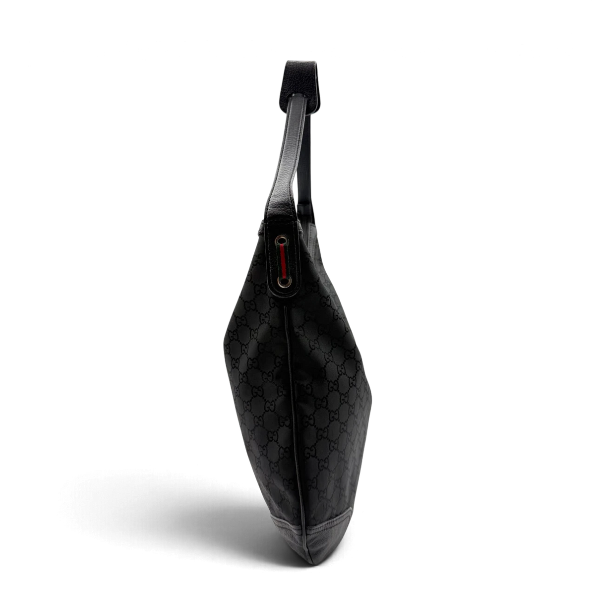 Gucci Schultertasche Princy Hobo large aus Nylon monogram schwarz – Seitenansicht