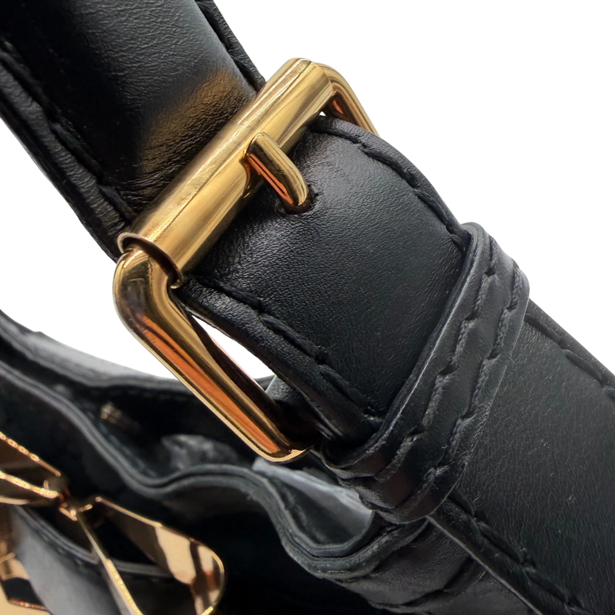 Gucci Schultertasche Queen Dialux Hobo monogram schwarz – Beschläge im Detail