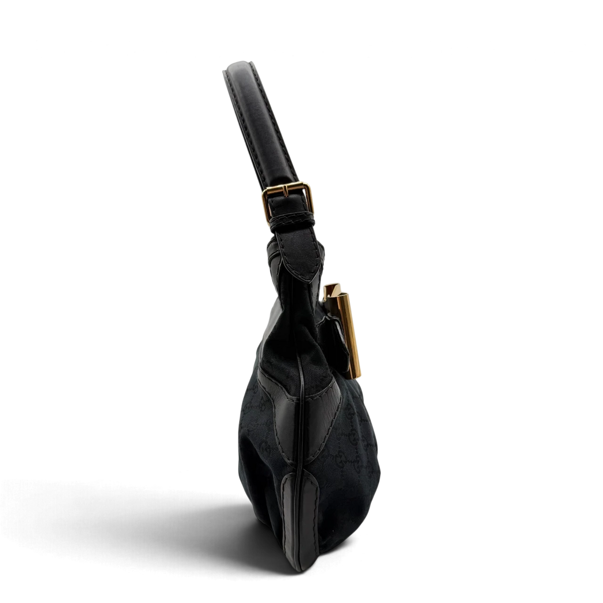 Gucci Schultertasche Queen Dialux Hobo monogram schwarz – Seitenansicht