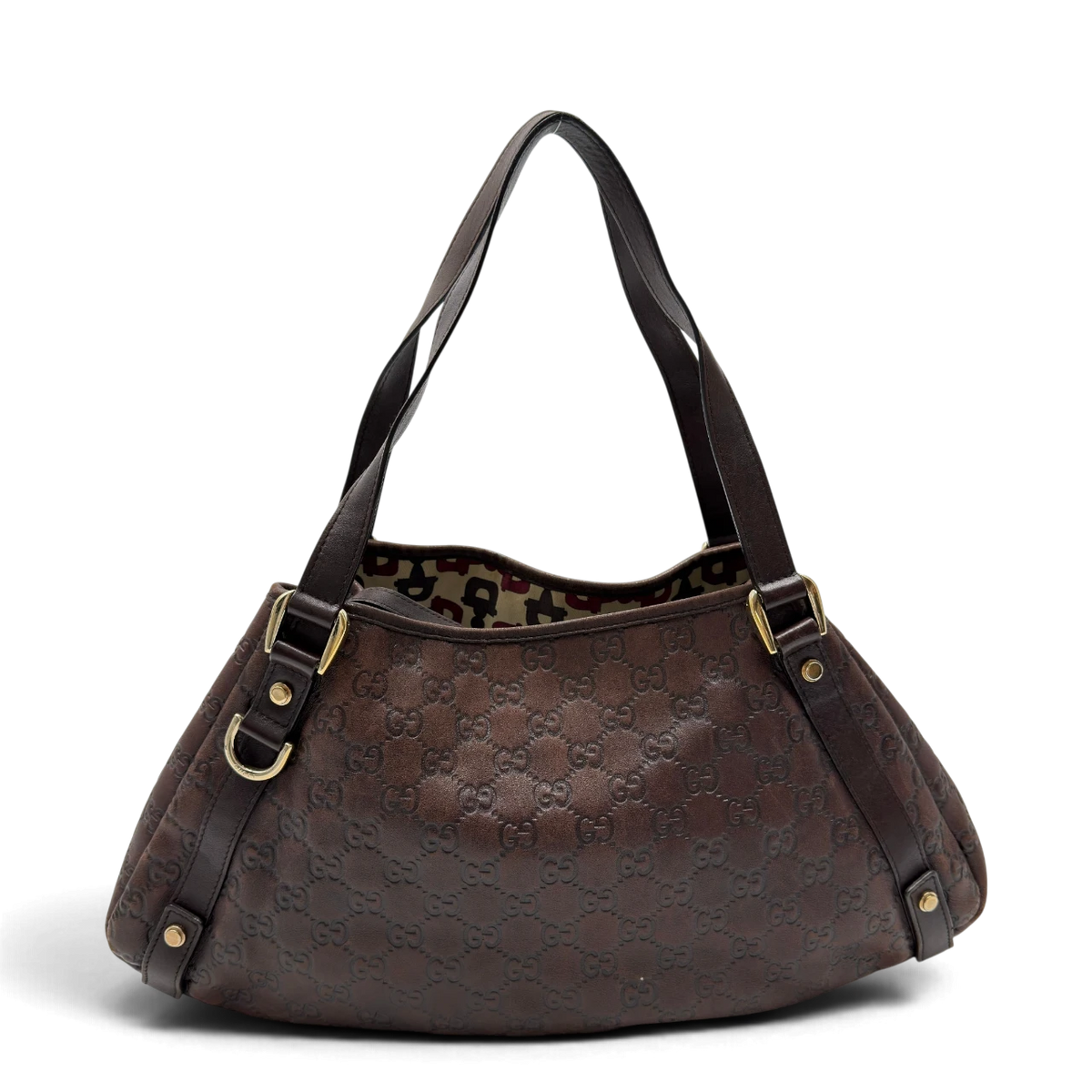 Gucci Shopper Abbey monogram aus Leder dunkelbraun