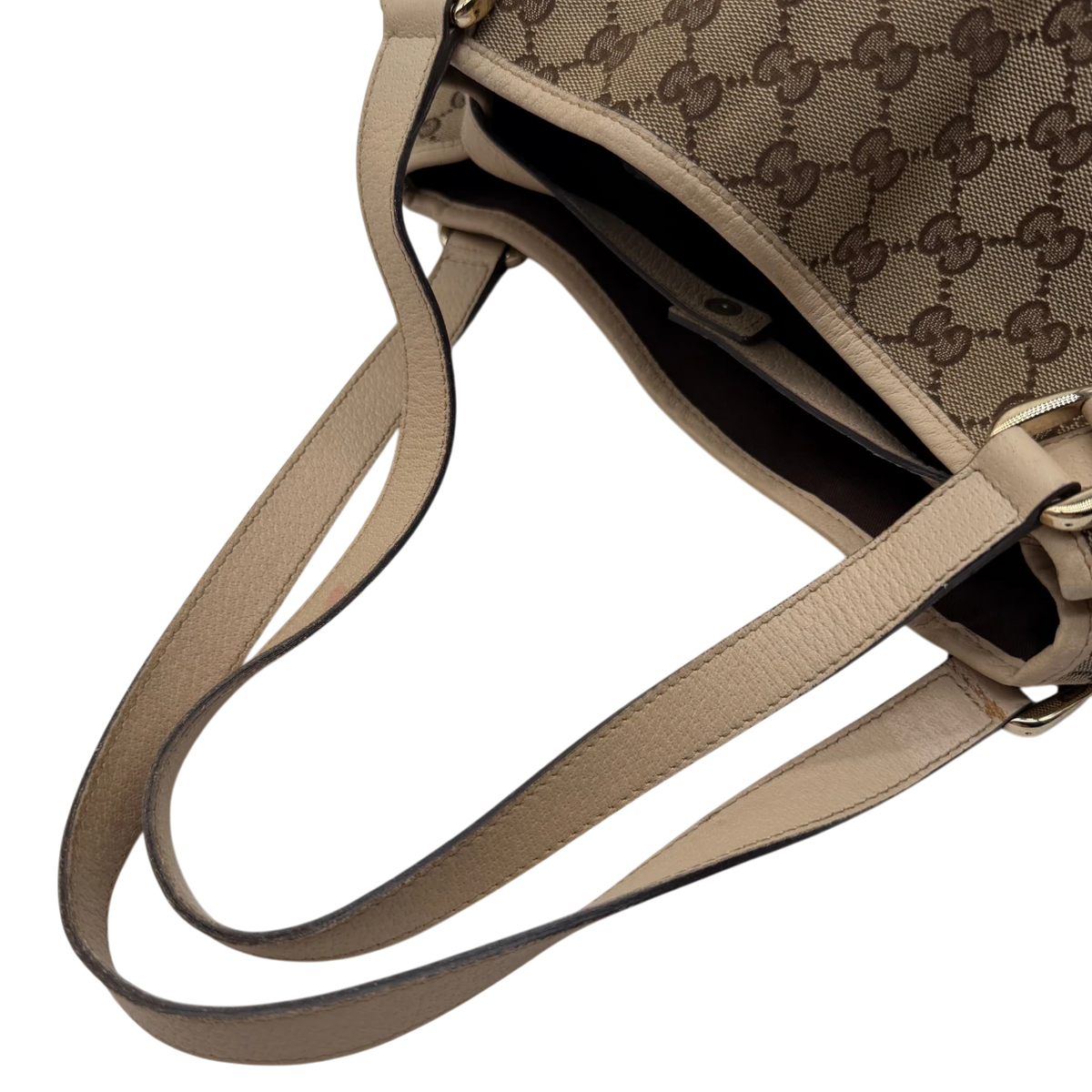 Gucci Shopper Abbey monogram beige – Schulterriemen im Detail