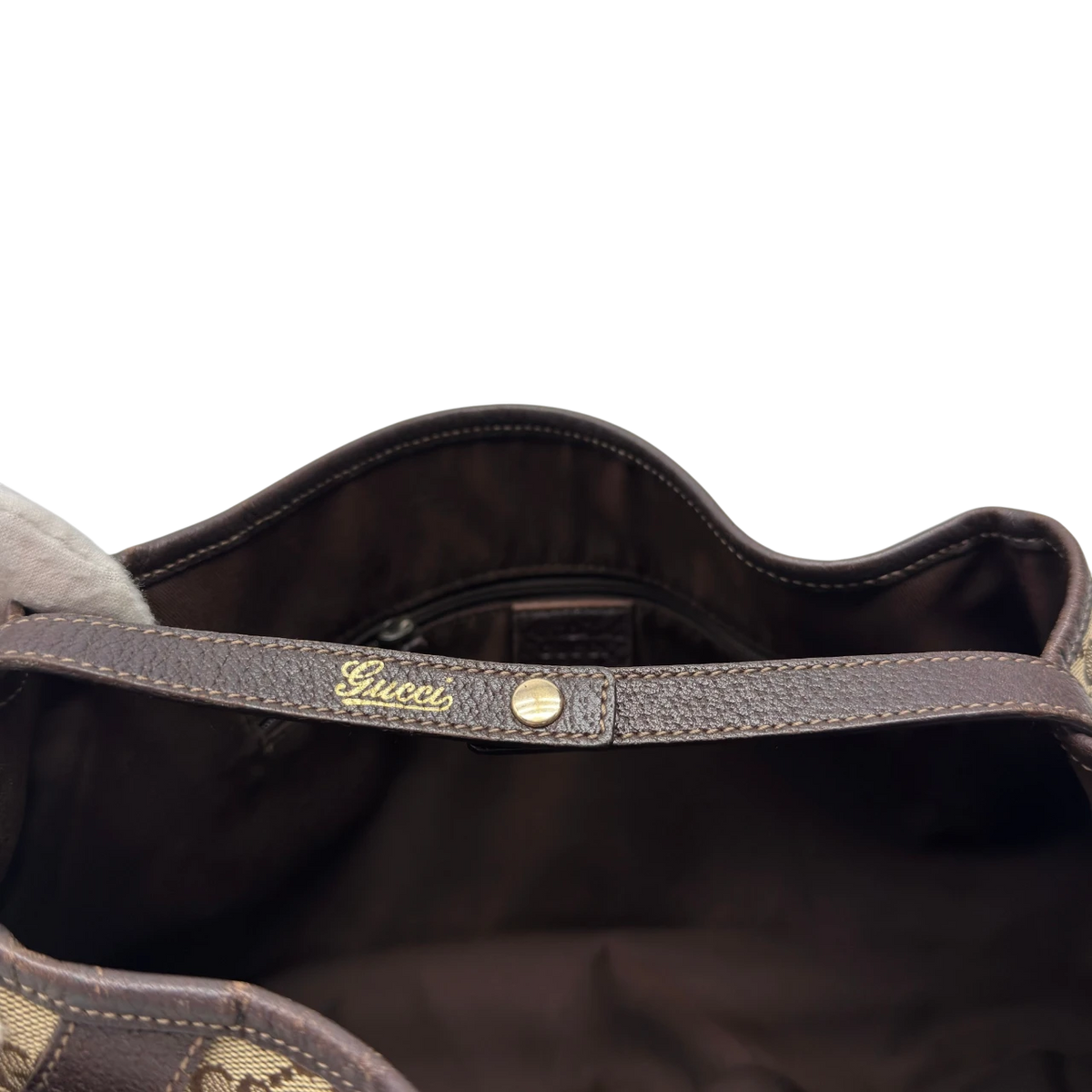 Gucci Shopper Abbey monogram beige – Prägung im Detail
