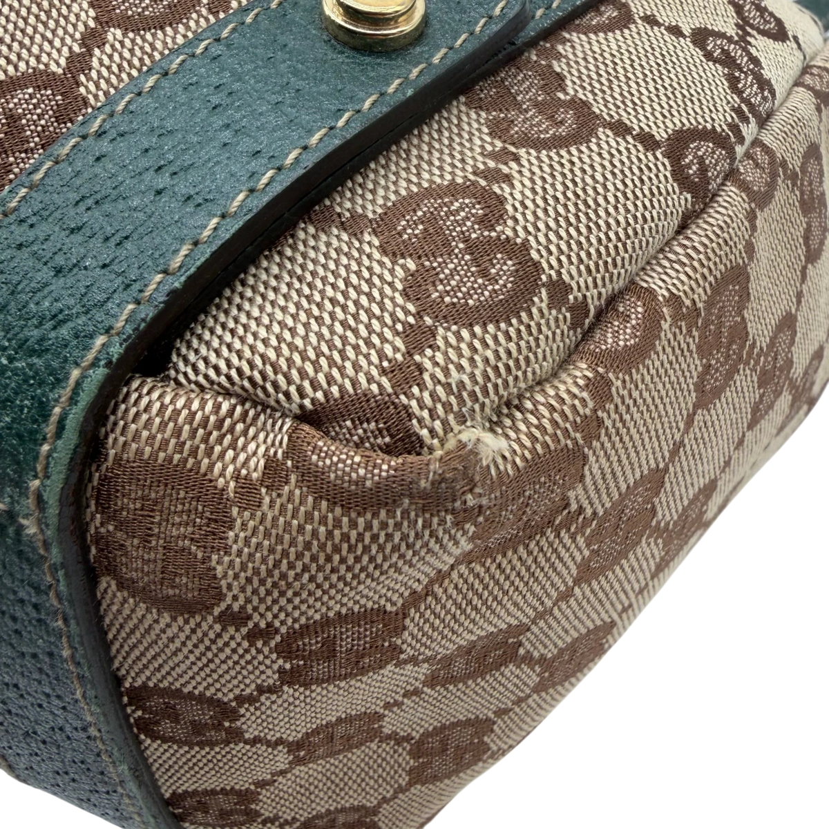 Gucci Shopper Abbey monogram beige – Gebrauchsspuren: abgeriebene Ecke