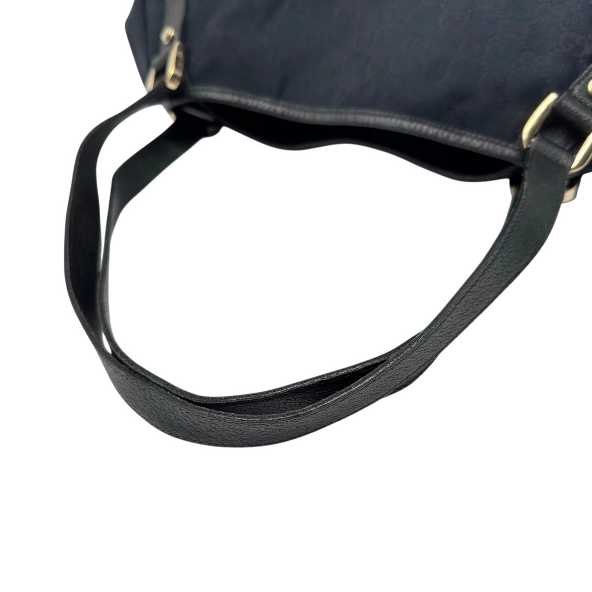 Gucci Shopper Abbey monogram dunkelblau – Schulterriemen im Detail