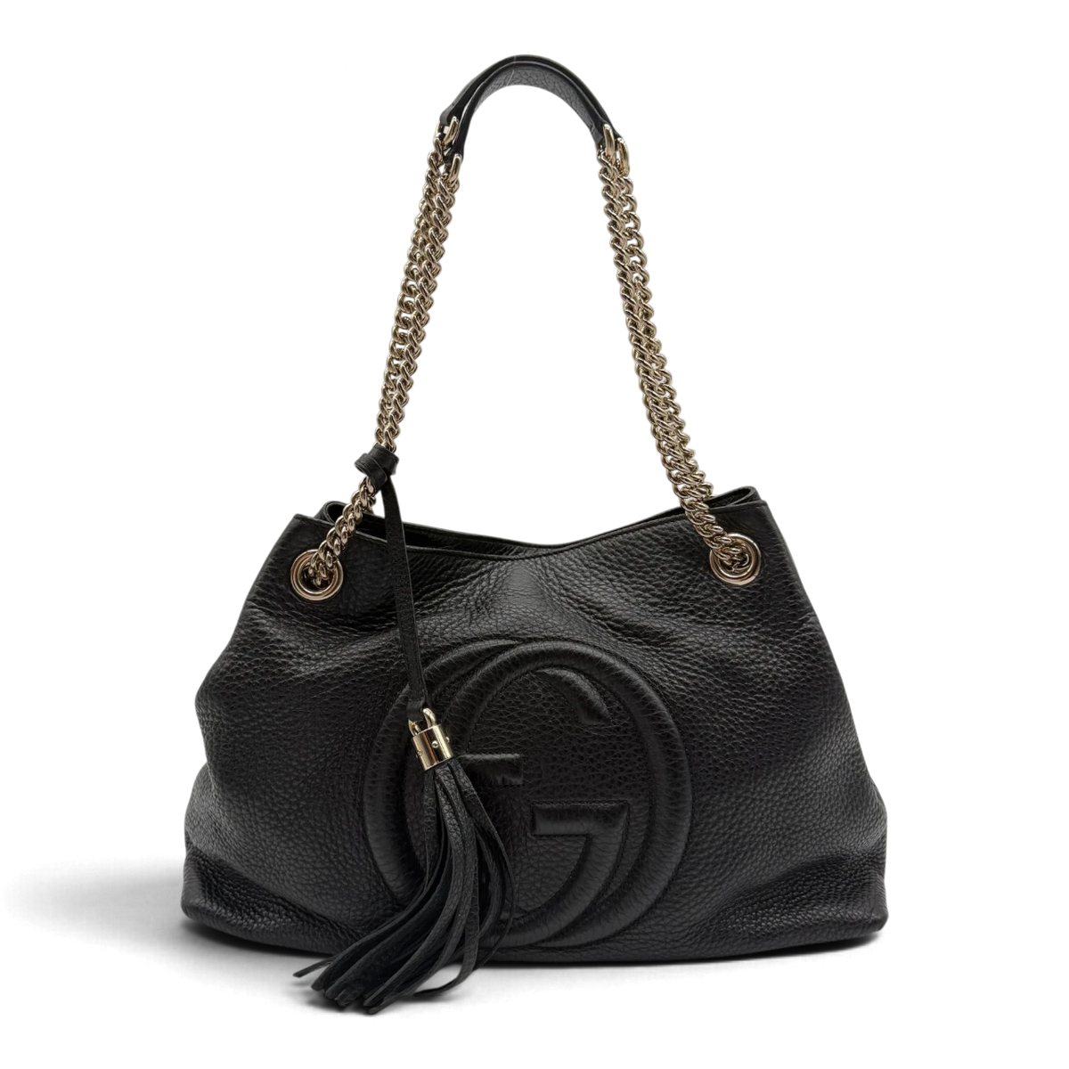 Gucci Shopper Soho mit Umhängekette aus Leder schwarz – Gesamtansicht