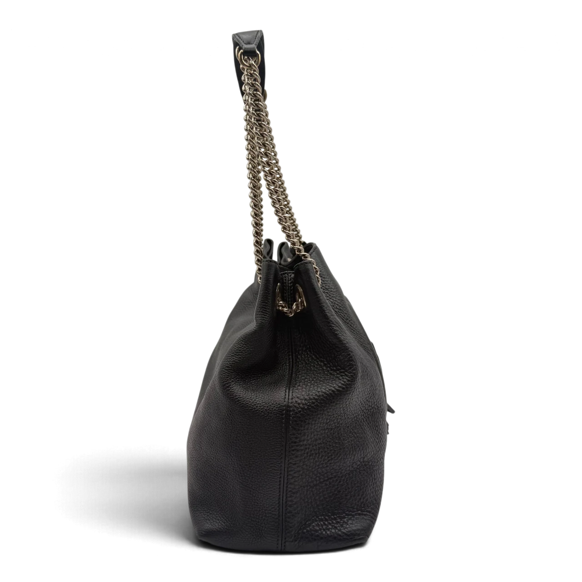 Gucci Shopper Soho mit Umhängekette aus Leder schwarz – Seitenansicht