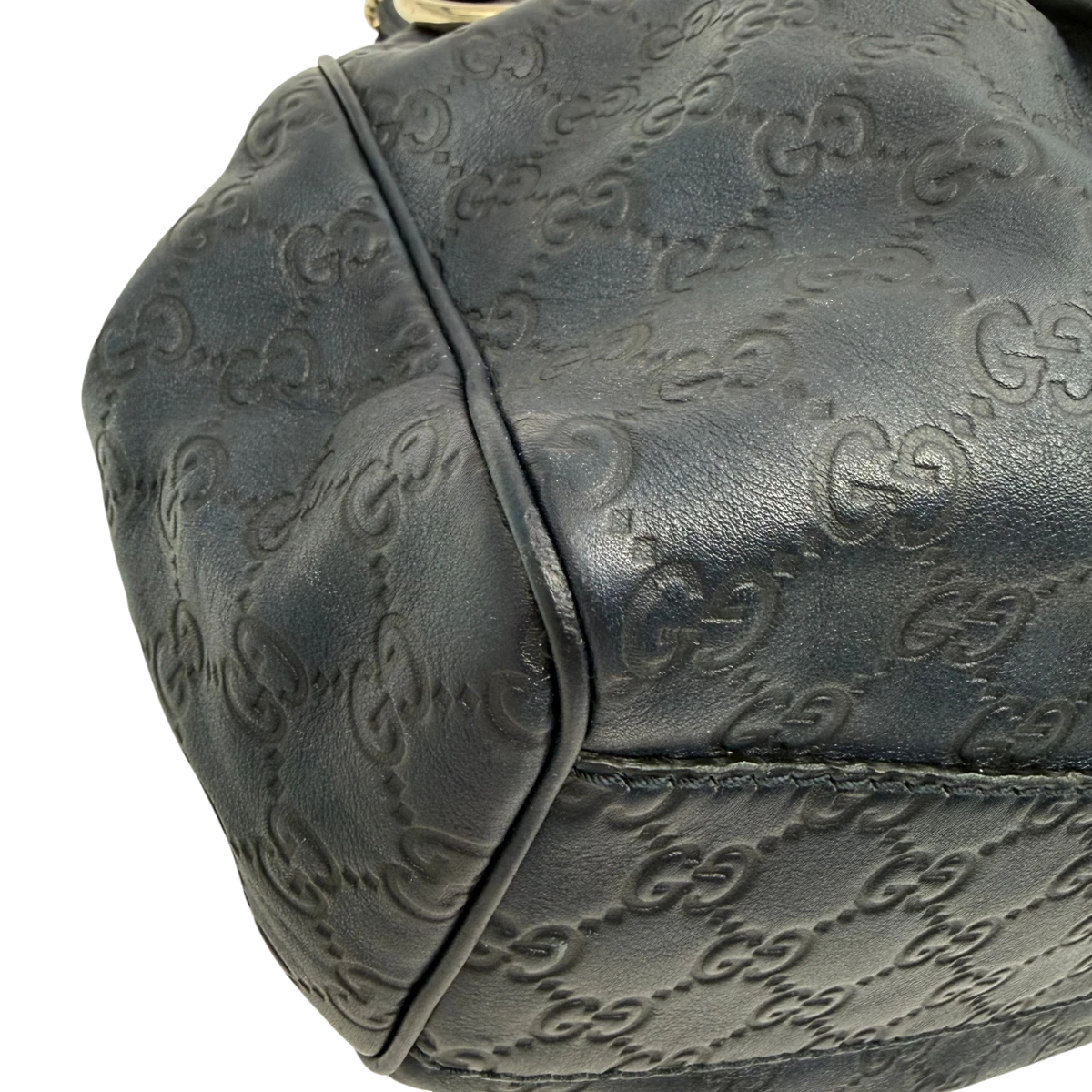 Gucci Shopper Sukey aus Leder monogram dunkelblau