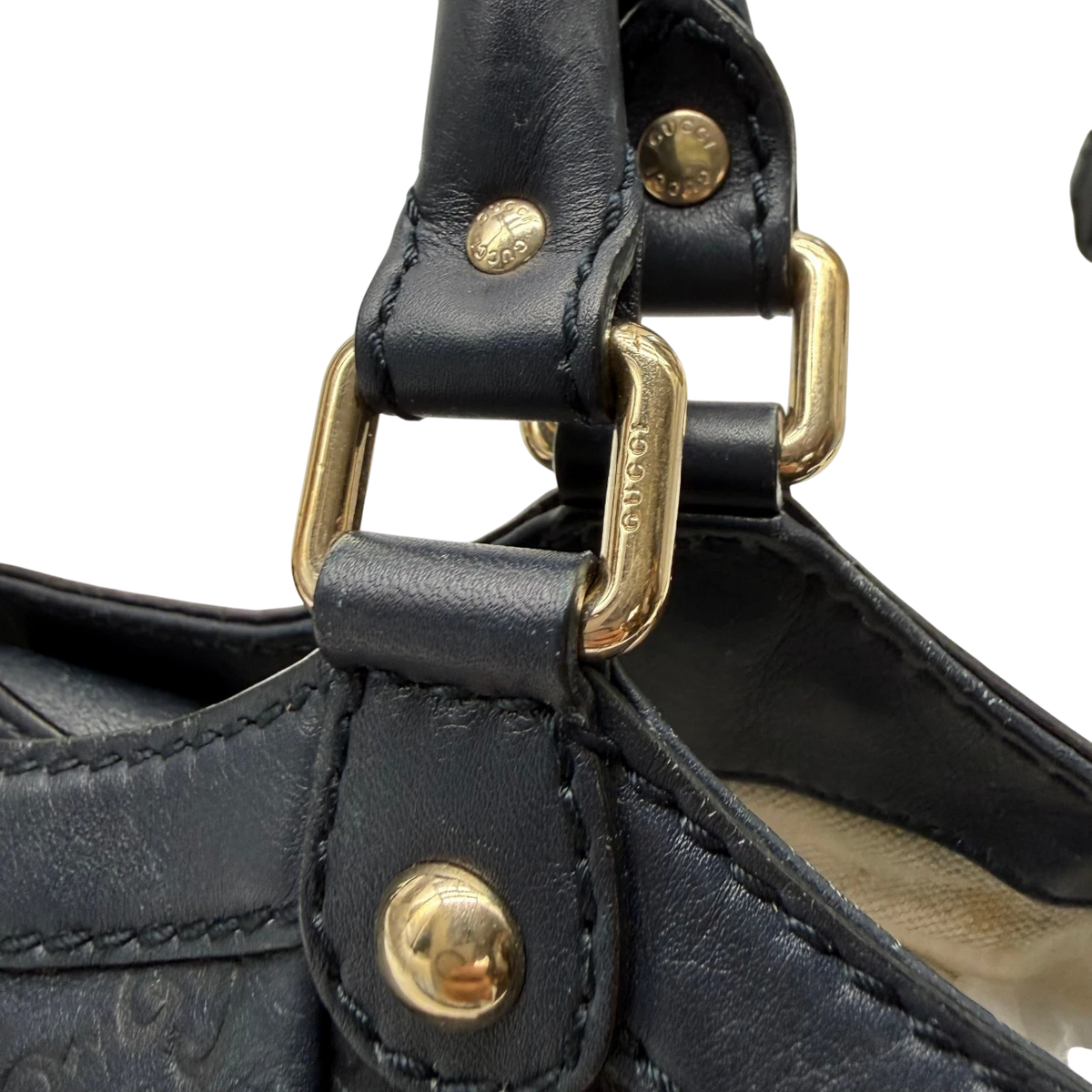 Gucci Shopper Sukey aus Leder monogram dunkelblau