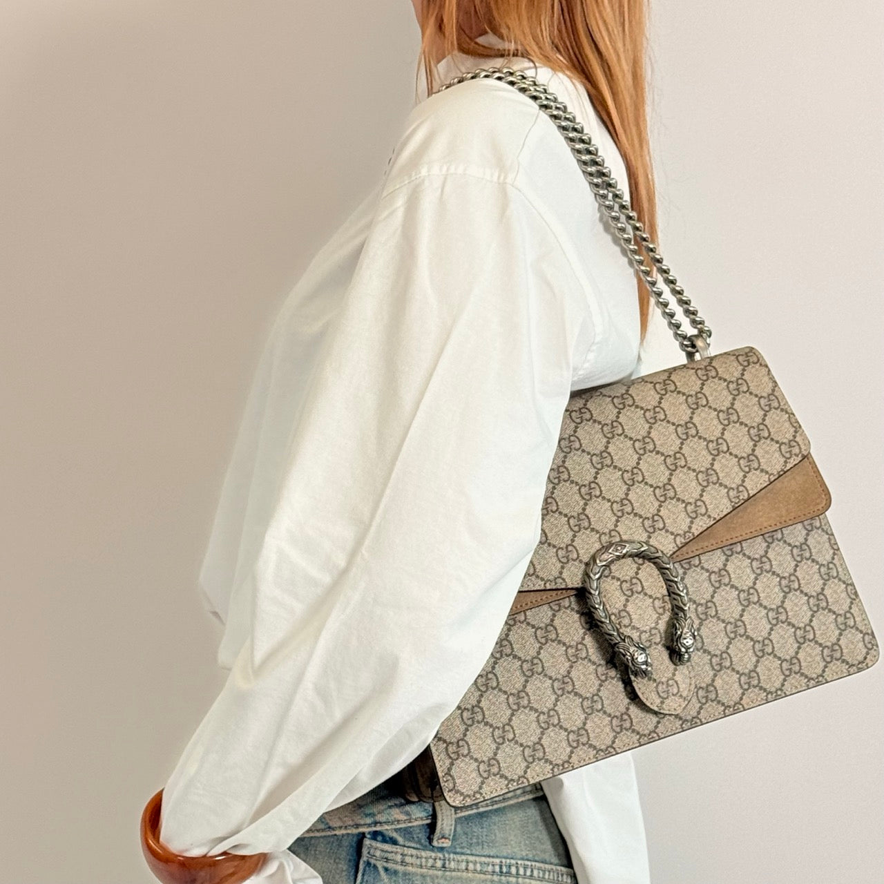 Gucci Umhängetasche Dionysus large monogram beige