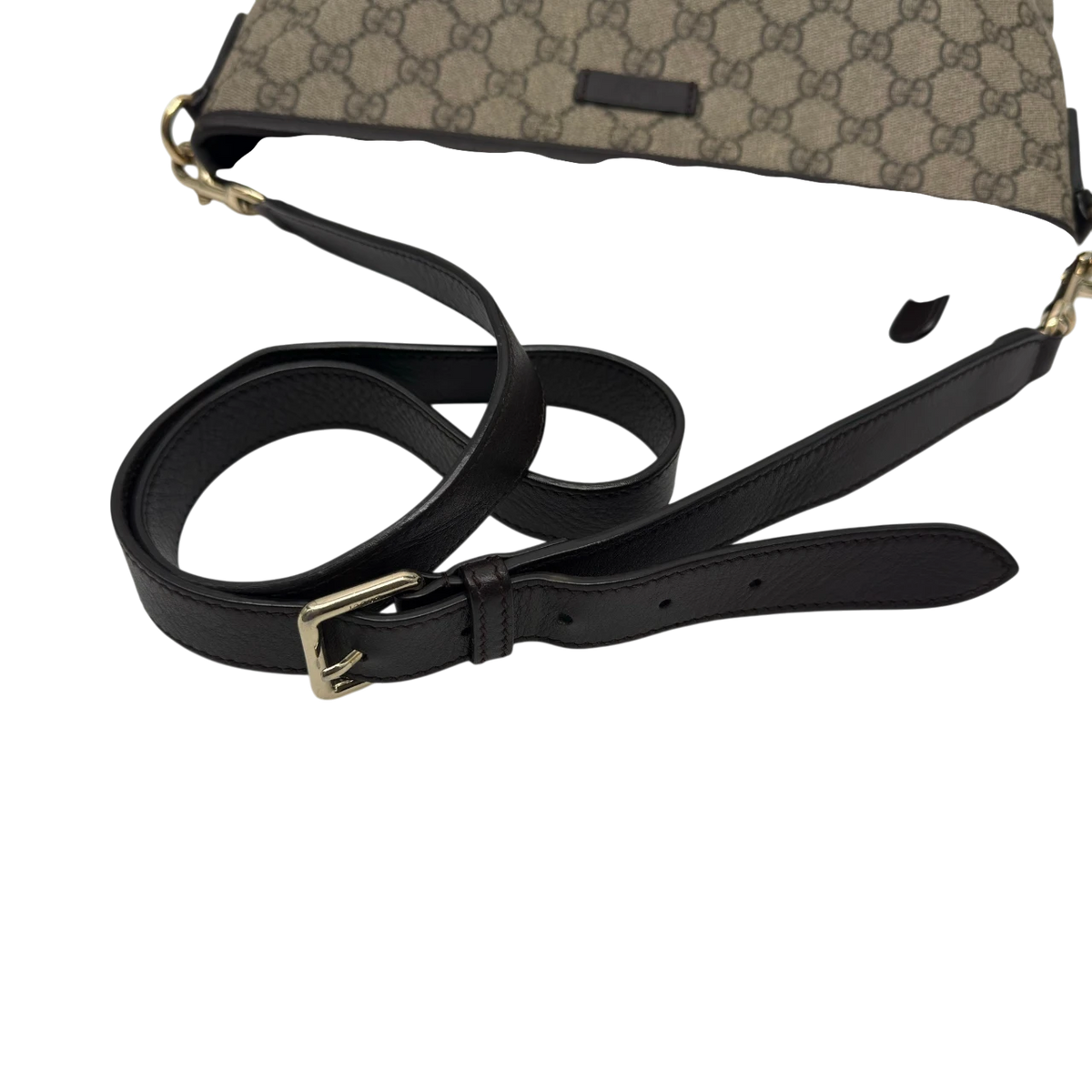 Gucci Umhängetasche GG Supreme monogram beige – Schulterriemen im Detail
