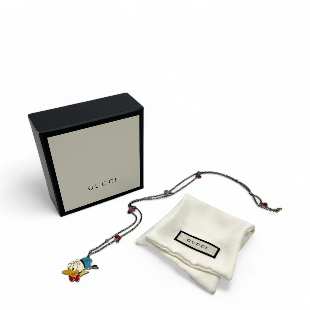 Gucci x Disney Halskette aus 925 Silber Donald Duck Anhänger