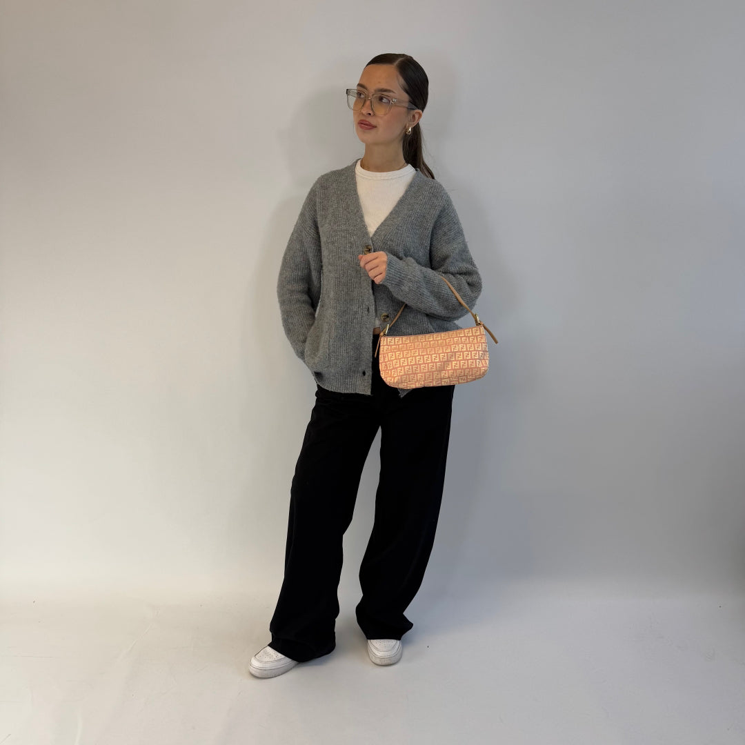 Fendi handbag / pochette in zucchino pattern pink