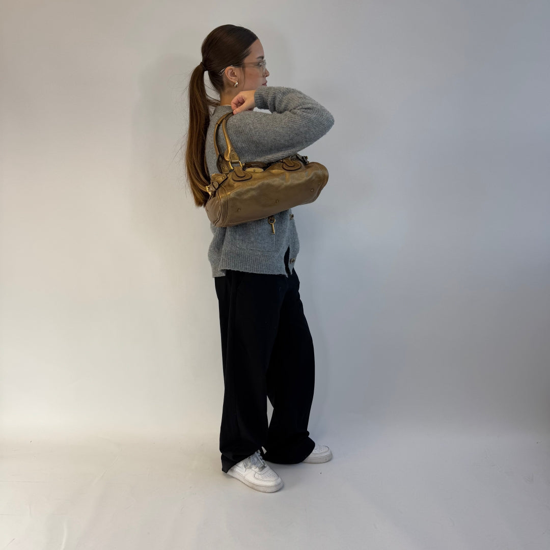 Chloé Handtasche Paddington aus Leder metallic gold