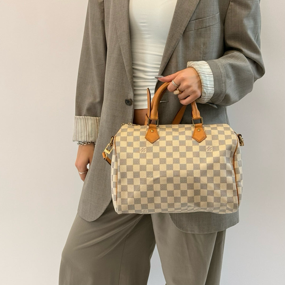Louis Vuitton Speedy 30 Bandoulière Damier Azur Handbag