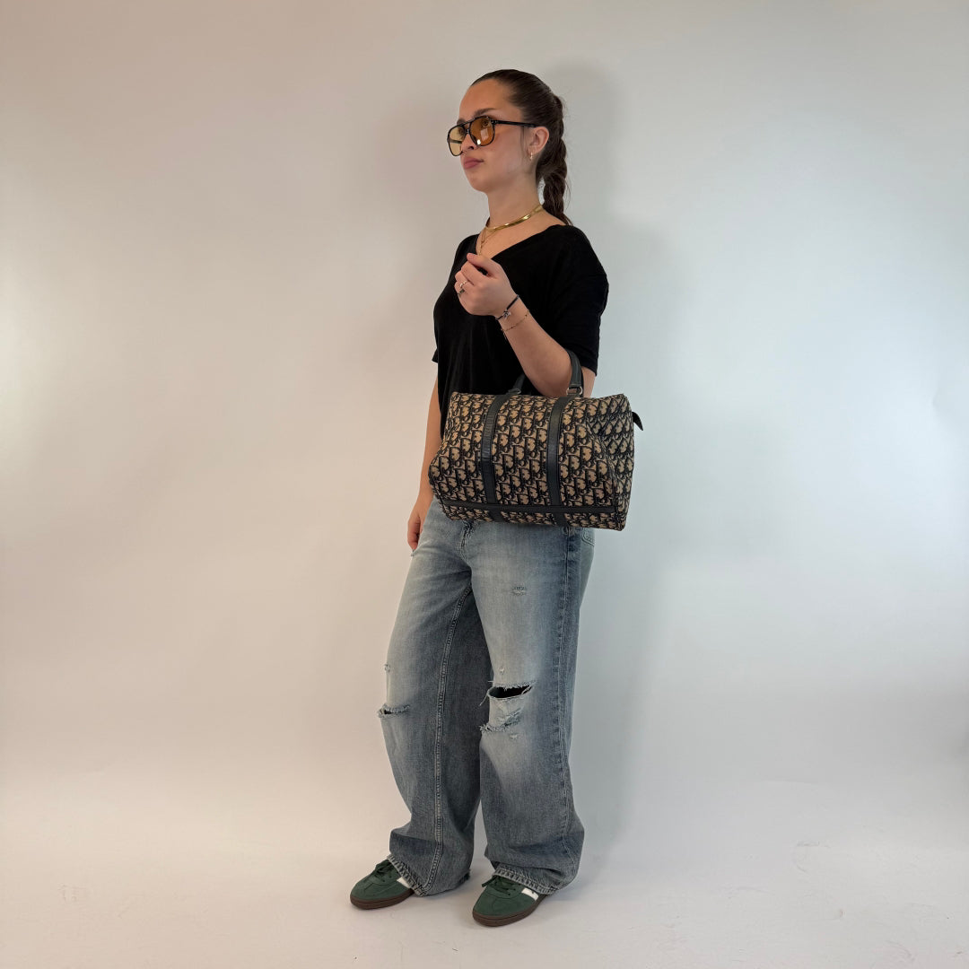 Dior handbag Boston Bag 30 monogram beige &amp; blue