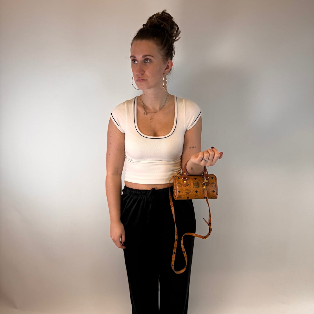 MCM handbag mini Boston visetos brown