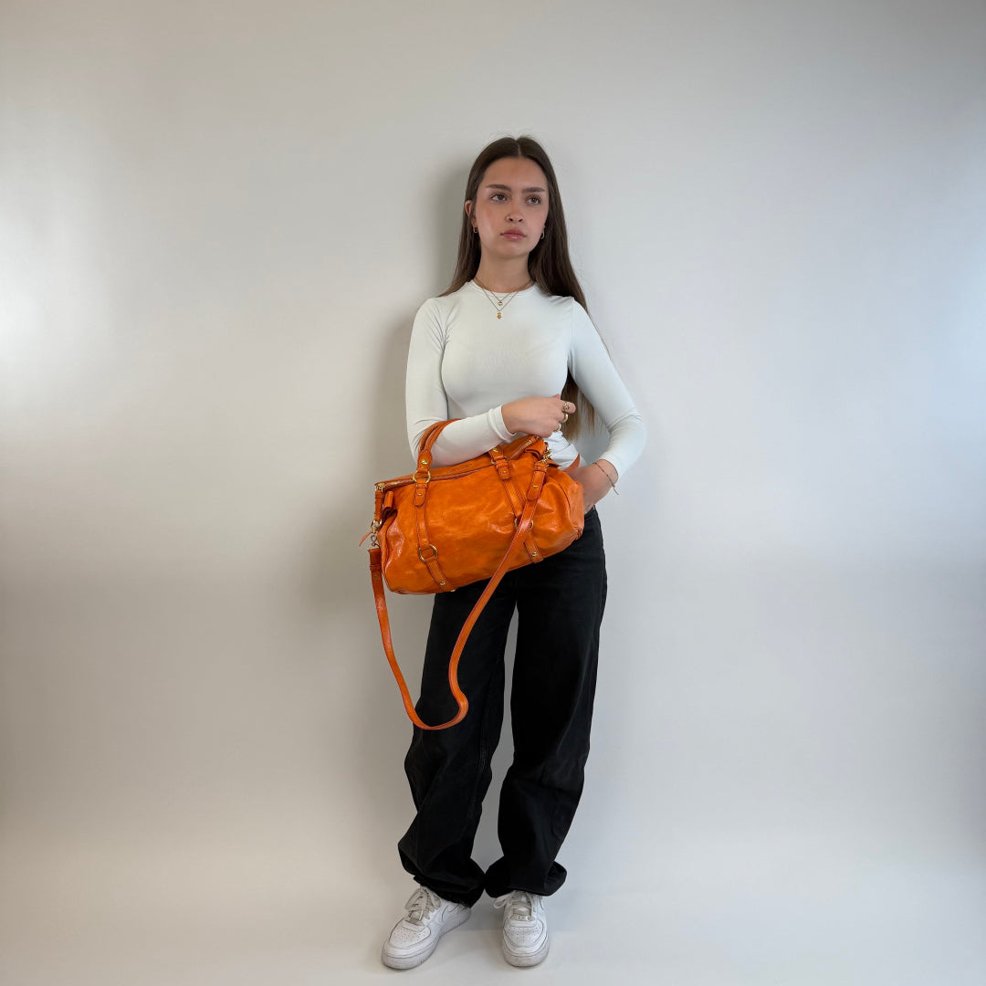 Miu Miu Handtasche Vitello Satchel orange