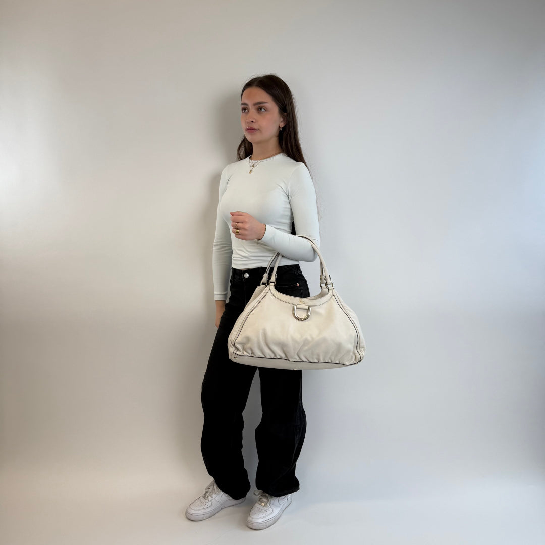 Gucci Handtasche D-Ring aus Leder weiß