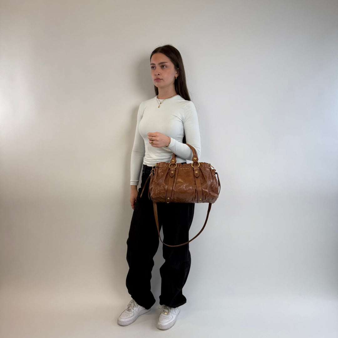 Miu Miu handbag Vitello Lux dark brown