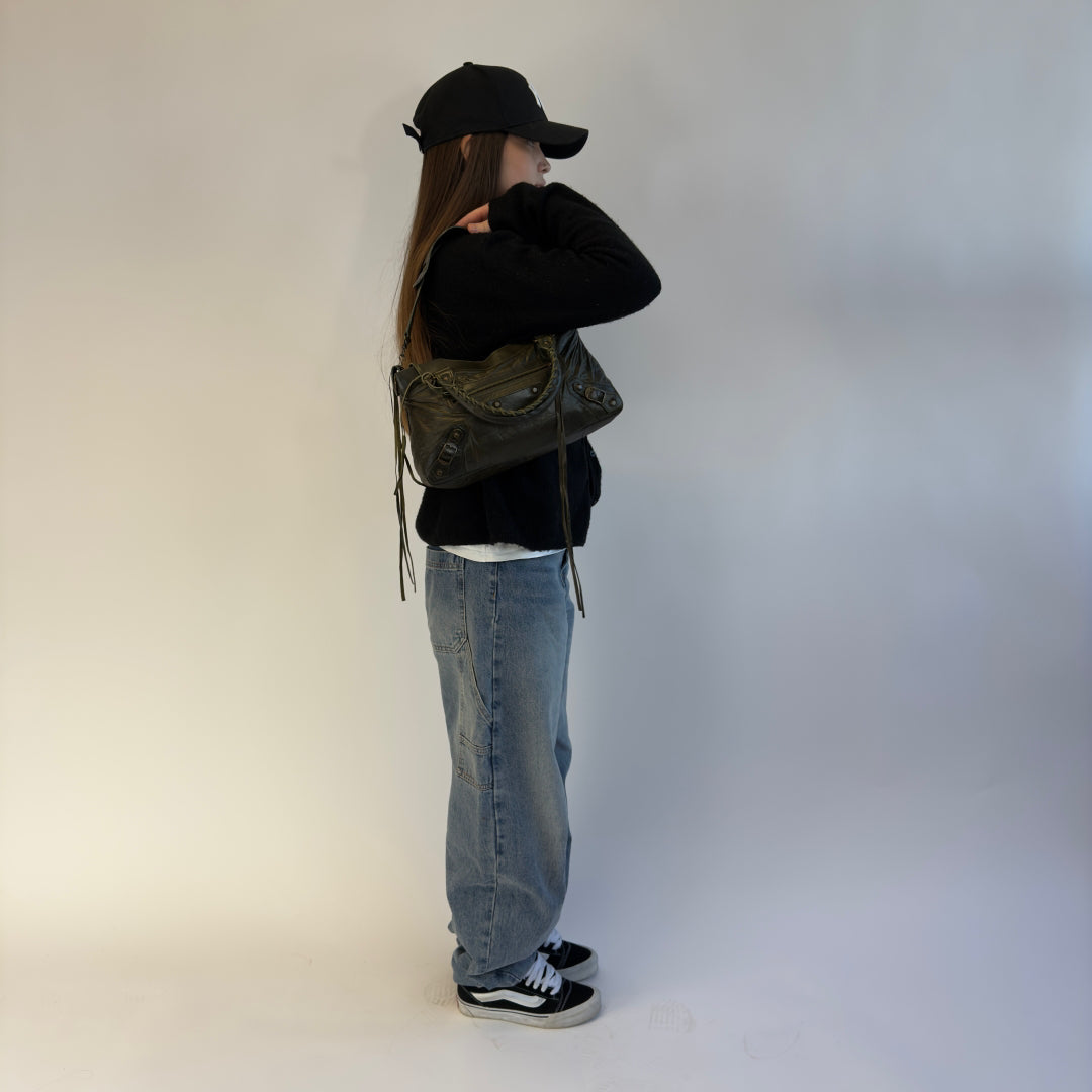 Balenciaga Handtasche City bag aus Leder dunkelgrün