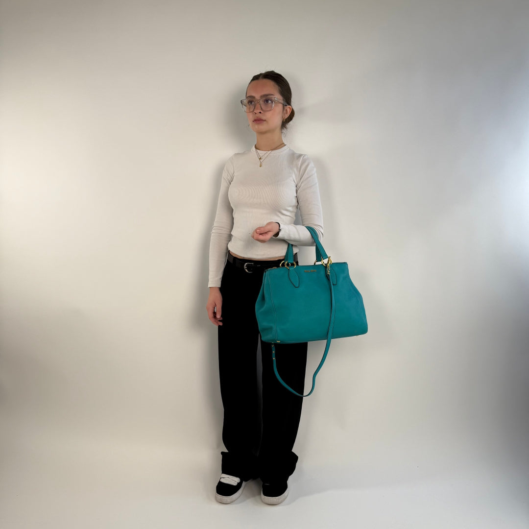 Miu Miu Handtasche Madras türkis
