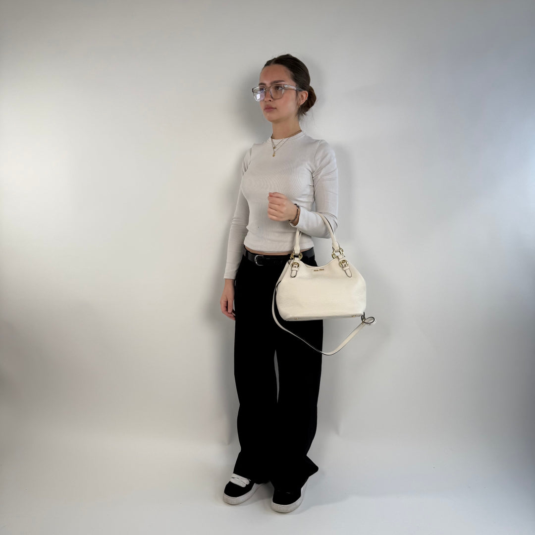 Miu Miu Handtasche Vitello Phenix weiß