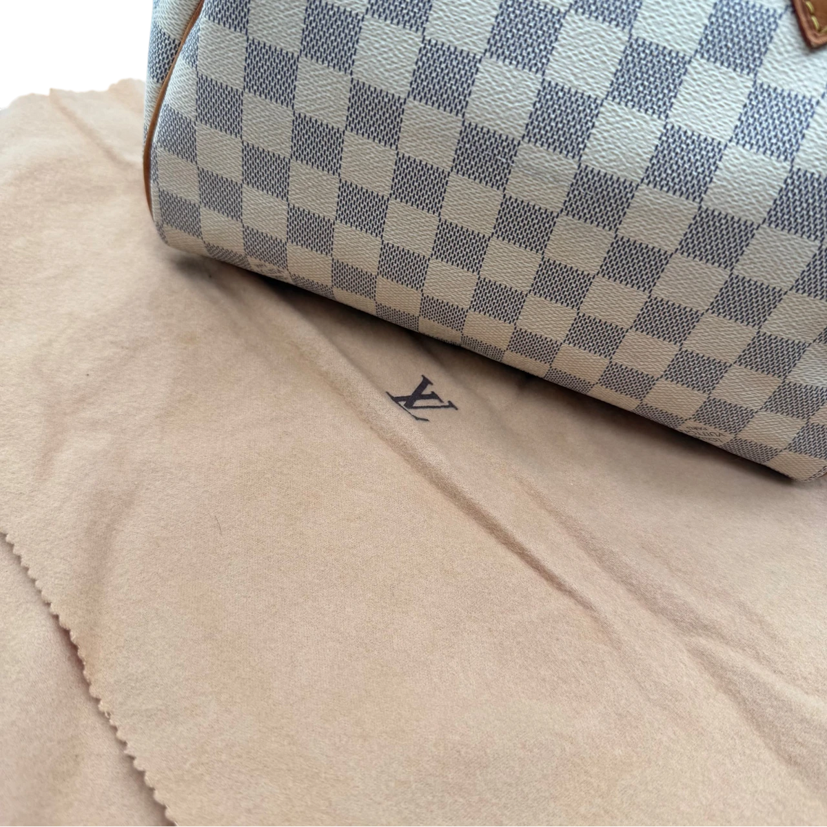 Louis Vuitton Handtasche Speedy 25 Bandoulière Damier Azur weiß – mit Staubbeutel