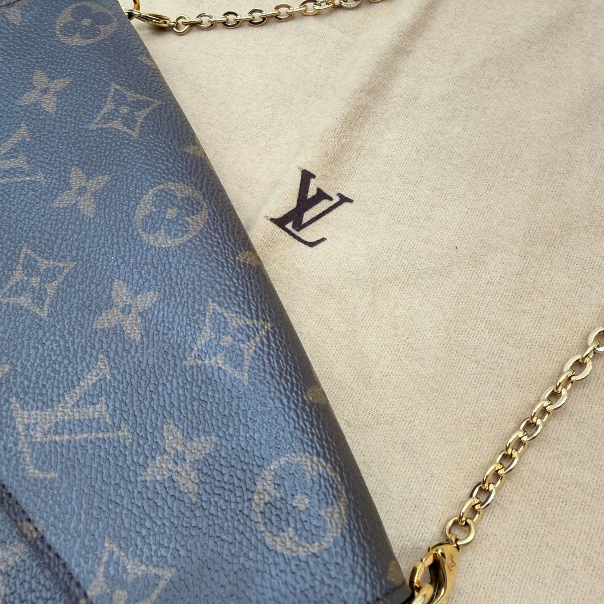 Louis Vuitton Umhängetasche Félicie Pochette monogram braun – mit Staubbeutel