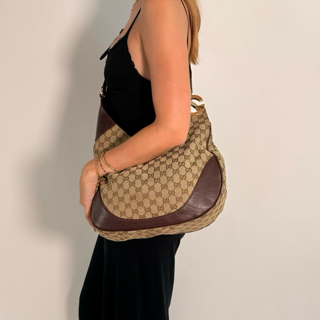 Gucci Shoulder Bag Charlotte Hobo monogram beige
