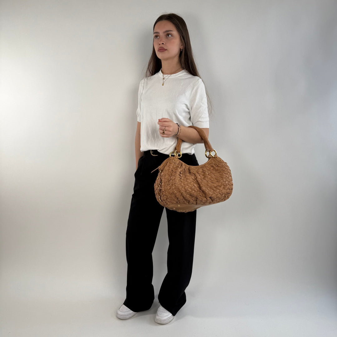 Miu Miu Handtasche Intrecciato hellbraun