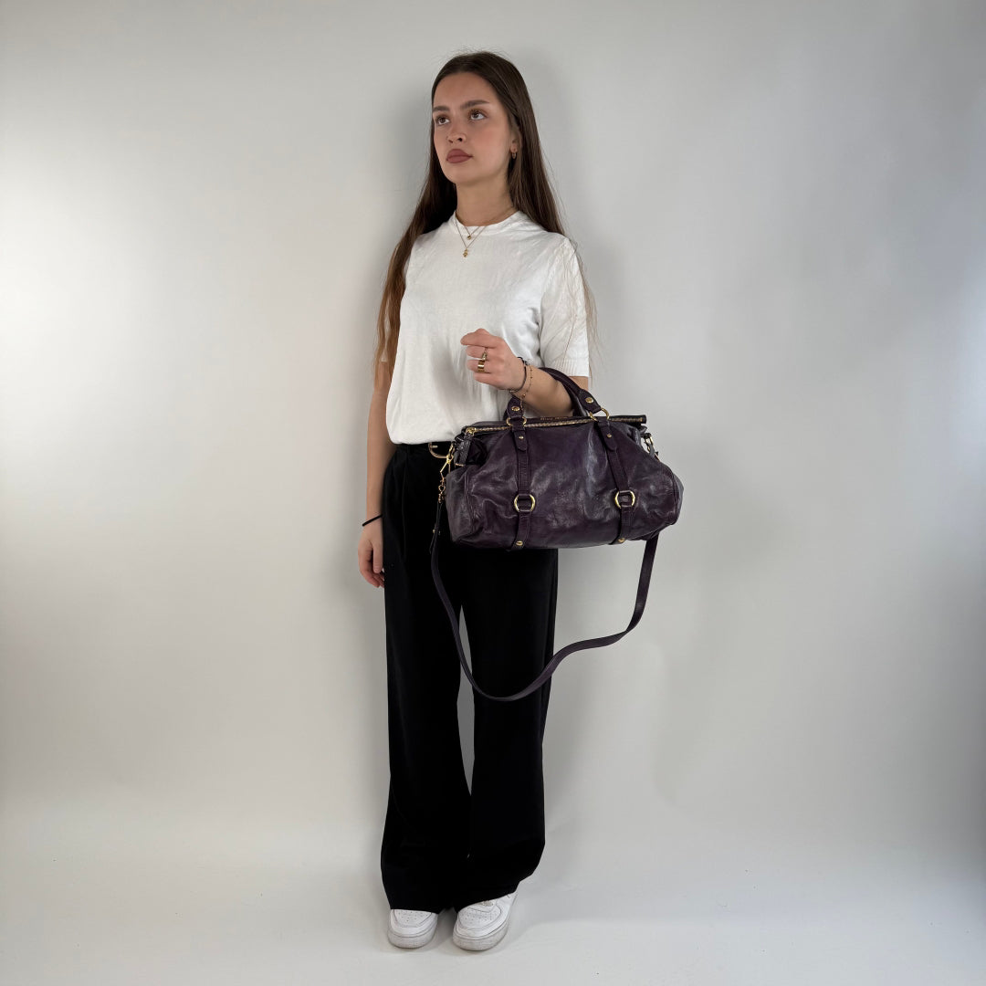 Miu Miu Handtasche Vitello Satchel lila