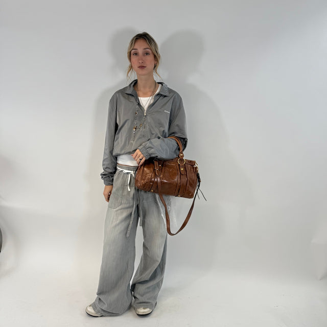 Miu Miu handbag Vitello Lux with shoulder strap made of dark brown leather