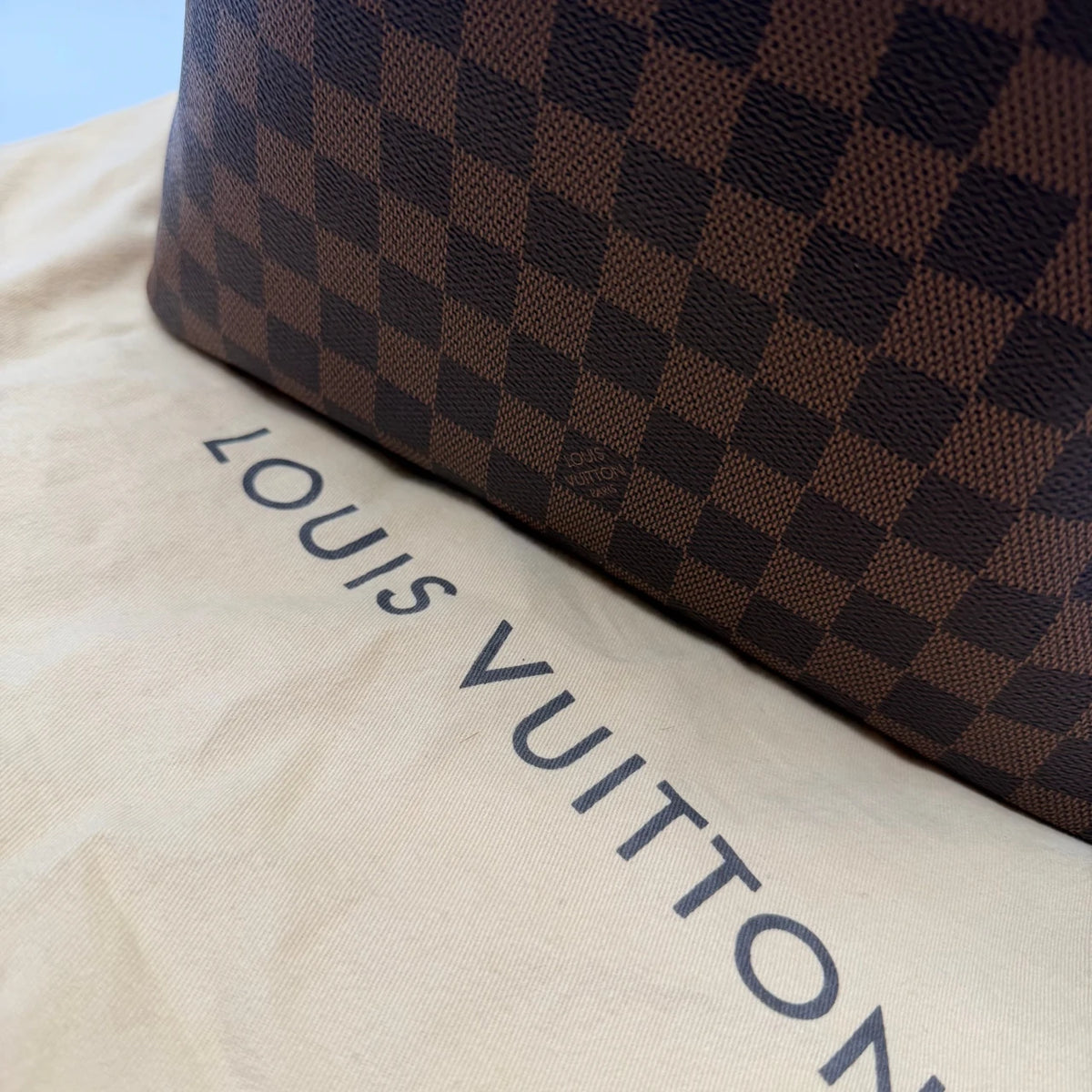 Louis Vuitton Shopper Neverfull MM mit Clutch Damier Ebene