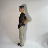 Prada Hobo Croissant Shoulder Bag In Beige Nylon