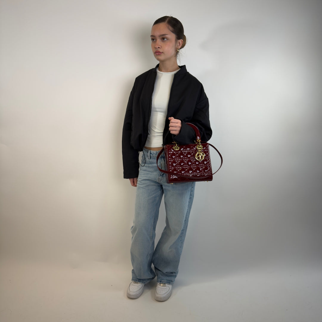 Dior handbag Lady Dior dark red