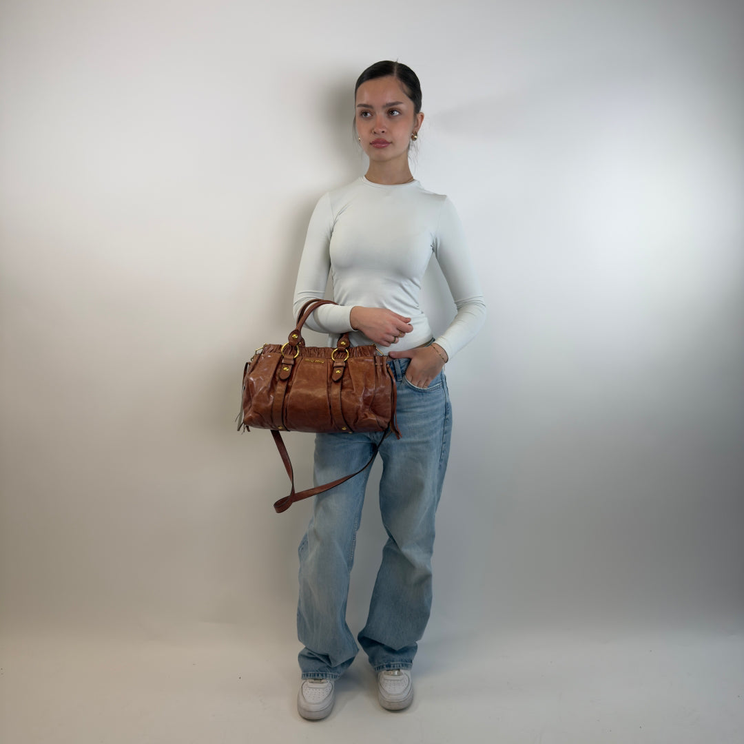 Miu Miu handbag Vitello Lux dark brown