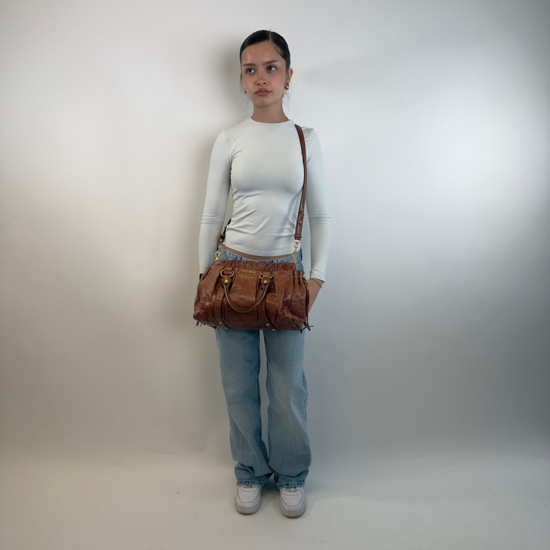 Miu Miu handbag Vitello Lux dark brown