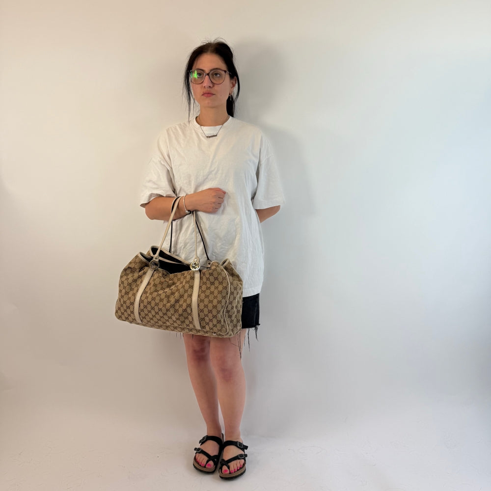 Gucci Handtasche Shopper GG Twins monogram beige