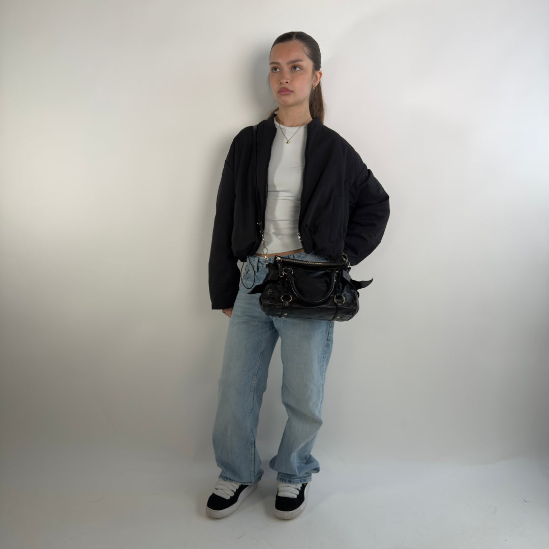 Miu Miu Handtasche Vitello Satchel klein schwarz