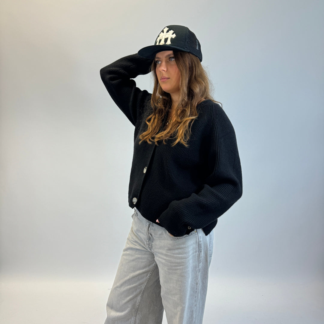 Chrome Hearts Trucker Cap Cross with white leather crosses
