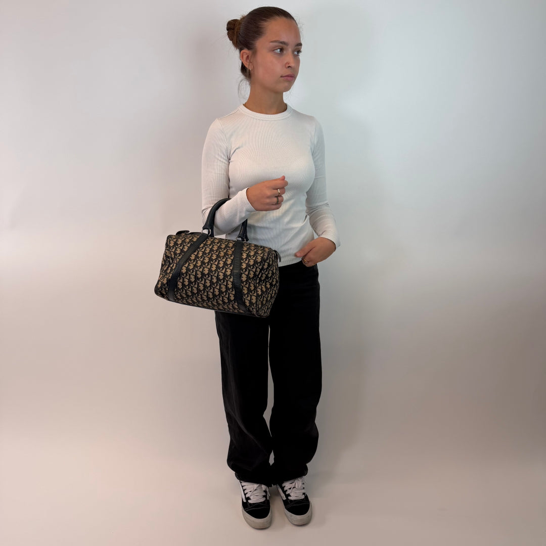Dior handbag Boston Bag 30 monogram beige & blue