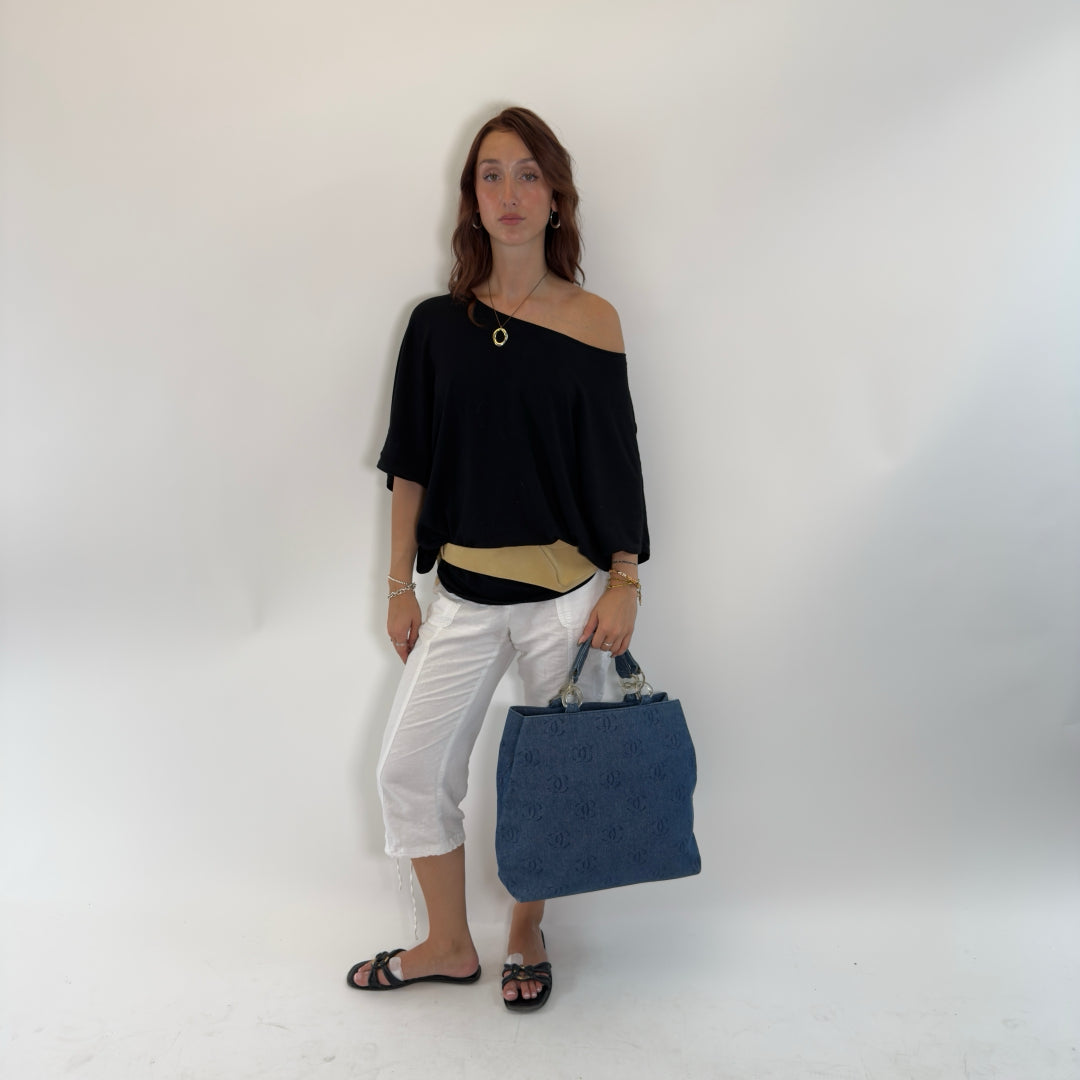 Chanel Handbag Coco Mark Chain Tote Denim