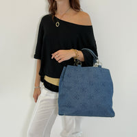 Chanel Handbag Coco Mark Chain Tote Denim