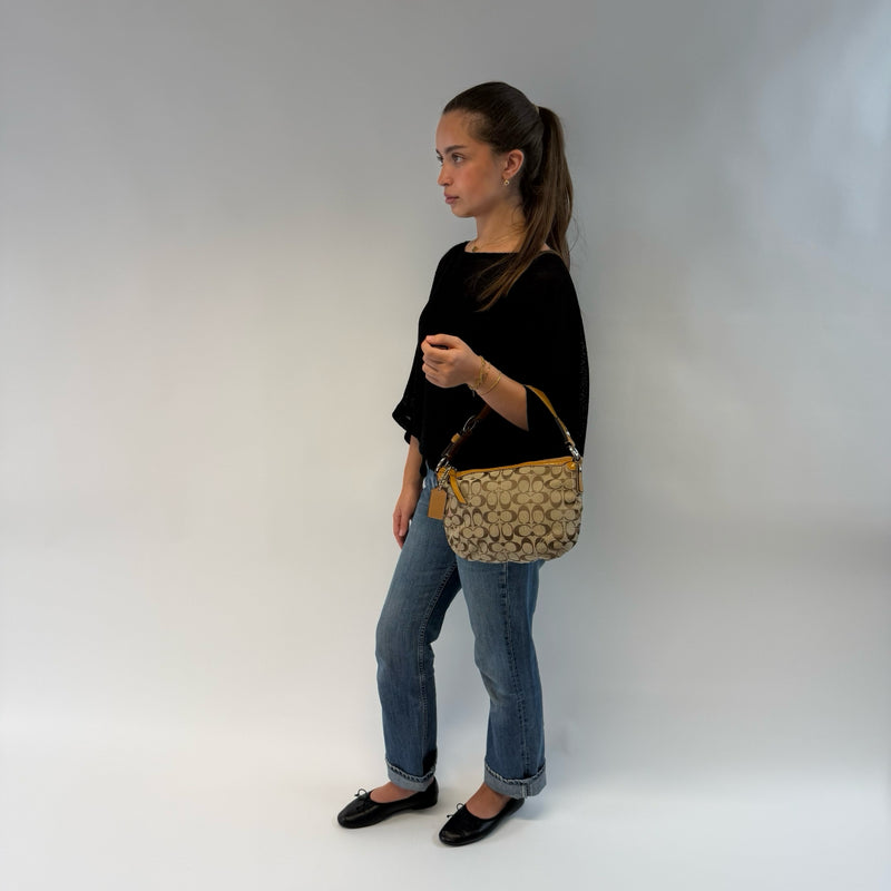 Coach Schultertasche Signature beige