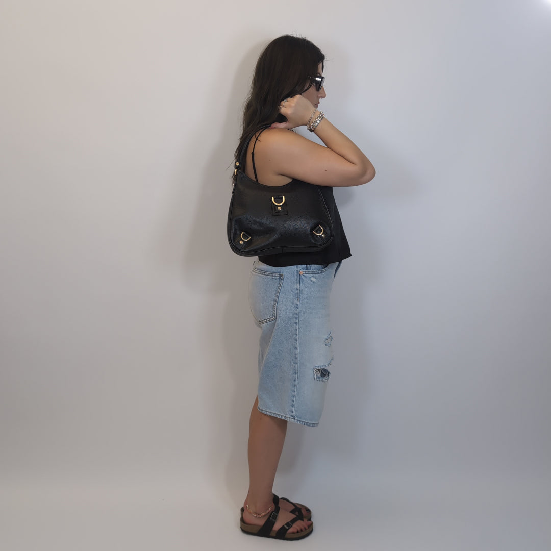 Gucci handbag Abbey line D-ring Guccissima leather large black